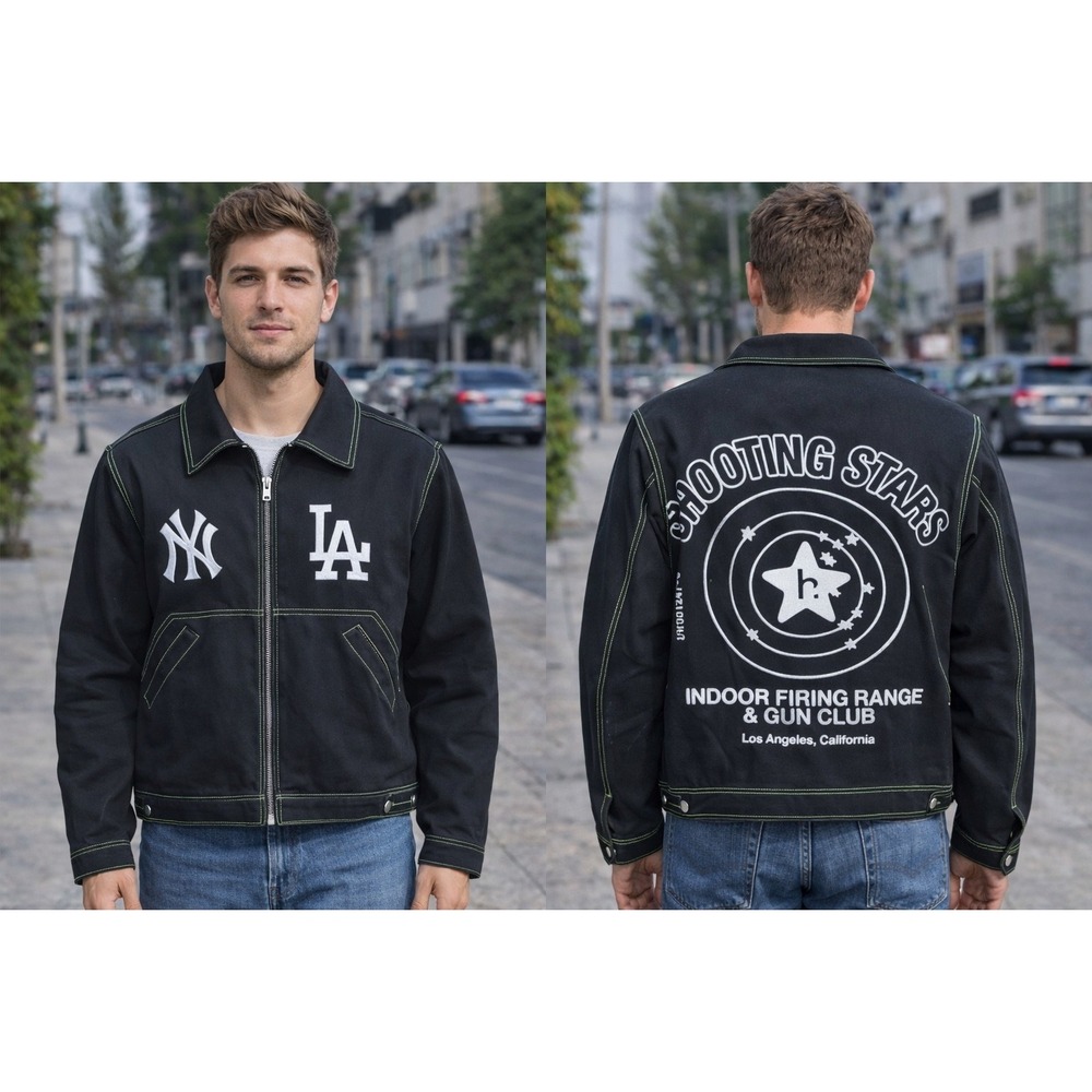 Gosha Rubchinskiy Shooting Stars Jacket Mens‎ Med Black Green Graphic NY LA